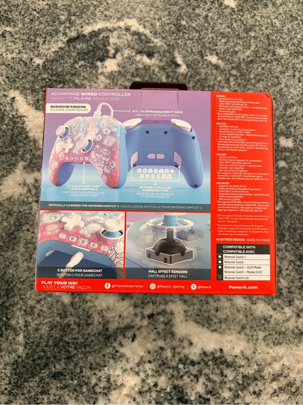 Nintendo Super Mario Wired Controller - Pink/White/Blue Artwork